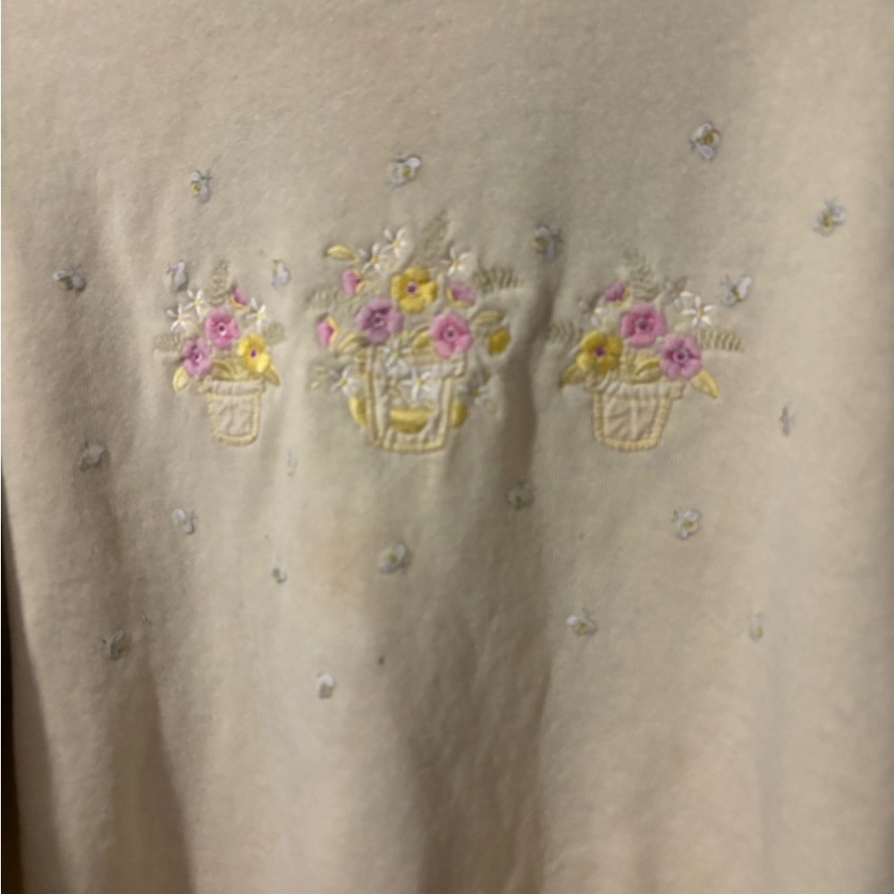 Grandmacore Cozy Chunky Top Stitch Cream Sweatshirt - Picture 2 of 8